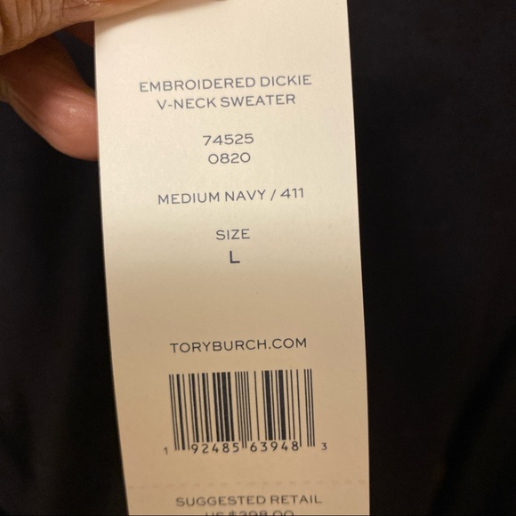 Tory Burch New Embroidered Dickie V-Neck Sweater.  NWT - Picture 9 of 16